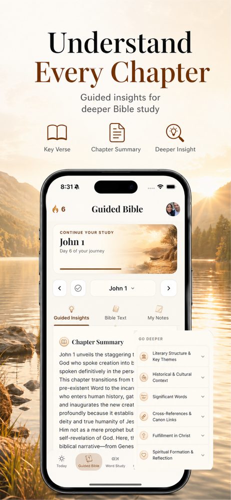 Guided Bible chapter insights for John 1 — chapter summary and Go Deeper sections